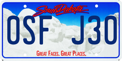 SD license plate 0SFJ30