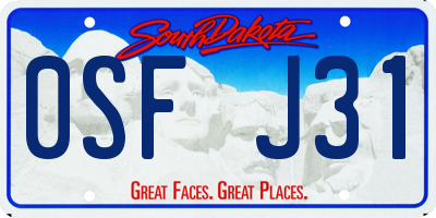 SD license plate 0SFJ31