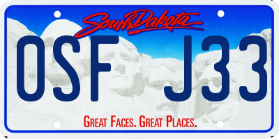 SD license plate 0SFJ33