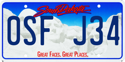 SD license plate 0SFJ34