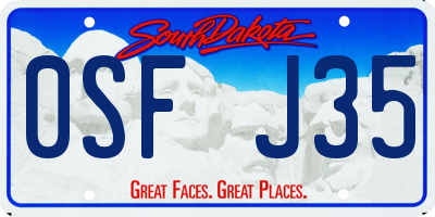 SD license plate 0SFJ35
