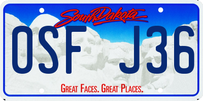 SD license plate 0SFJ36