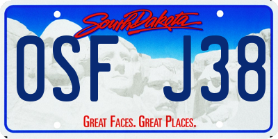 SD license plate 0SFJ38