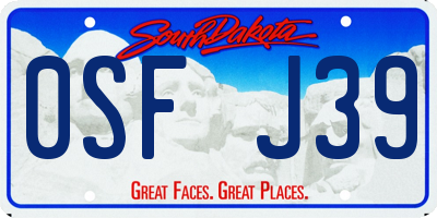 SD license plate 0SFJ39