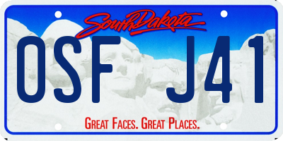 SD license plate 0SFJ41