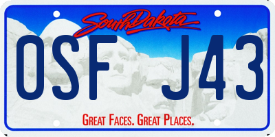 SD license plate 0SFJ43