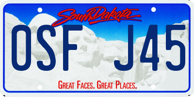 SD license plate 0SFJ45