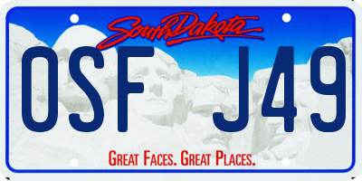 SD license plate 0SFJ49