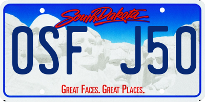 SD license plate 0SFJ50