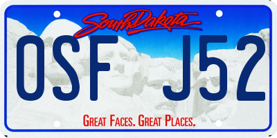 SD license plate 0SFJ52