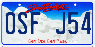 SD license plate 0SFJ54