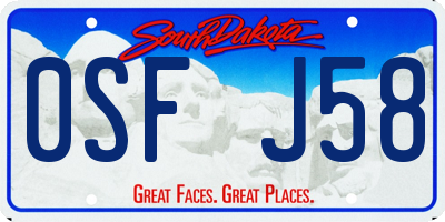 SD license plate 0SFJ58