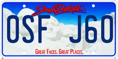 SD license plate 0SFJ60