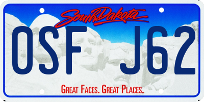 SD license plate 0SFJ62