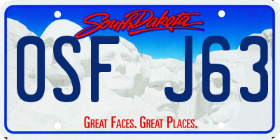 SD license plate 0SFJ63