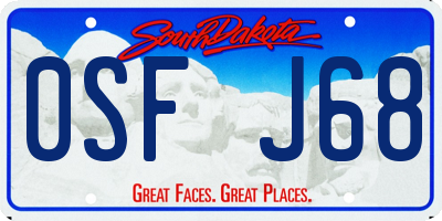 SD license plate 0SFJ68
