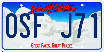 SD license plate 0SFJ71