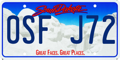 SD license plate 0SFJ72