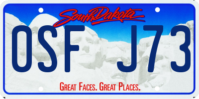 SD license plate 0SFJ73