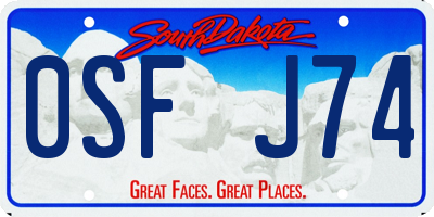 SD license plate 0SFJ74