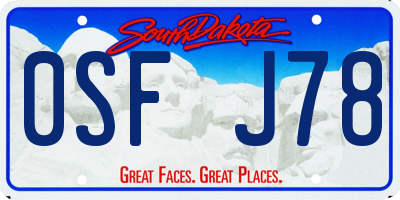 SD license plate 0SFJ78
