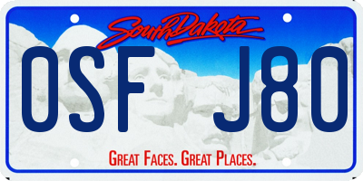 SD license plate 0SFJ80
