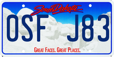 SD license plate 0SFJ83