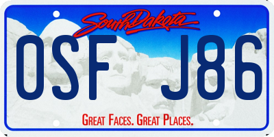SD license plate 0SFJ86