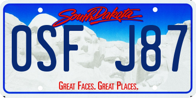 SD license plate 0SFJ87
