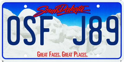 SD license plate 0SFJ89