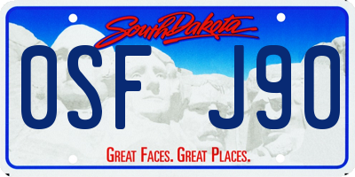 SD license plate 0SFJ90