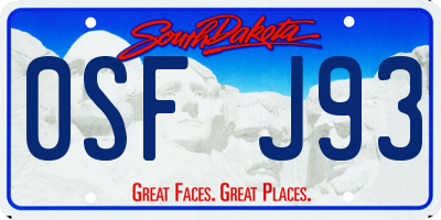 SD license plate 0SFJ93