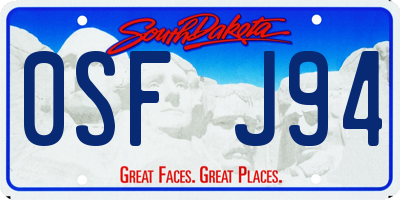 SD license plate 0SFJ94