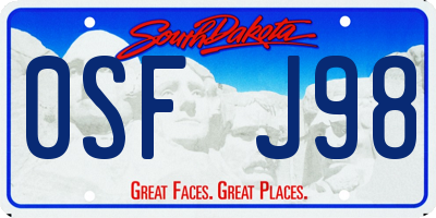 SD license plate 0SFJ98