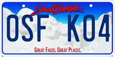 SD license plate 0SFK04
