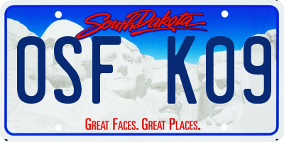 SD license plate 0SFK09
