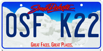 SD license plate 0SFK22