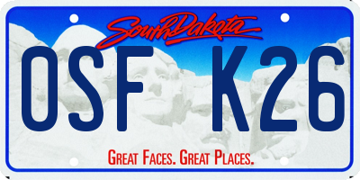 SD license plate 0SFK26