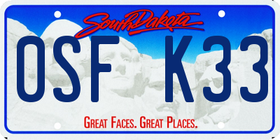 SD license plate 0SFK33