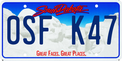 SD license plate 0SFK47