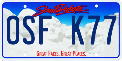 SD license plate 0SFK77
