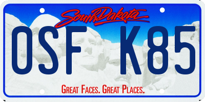 SD license plate 0SFK85