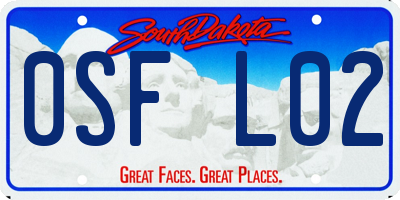 SD license plate 0SFL02