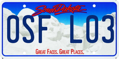 SD license plate 0SFL03