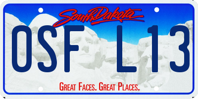 SD license plate 0SFL13