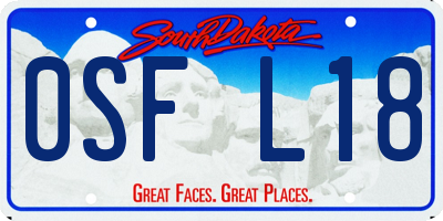 SD license plate 0SFL18