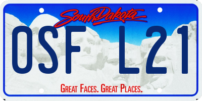 SD license plate 0SFL21