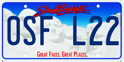 SD license plate 0SFL22