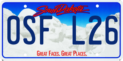SD license plate 0SFL26