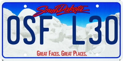 SD license plate 0SFL30
